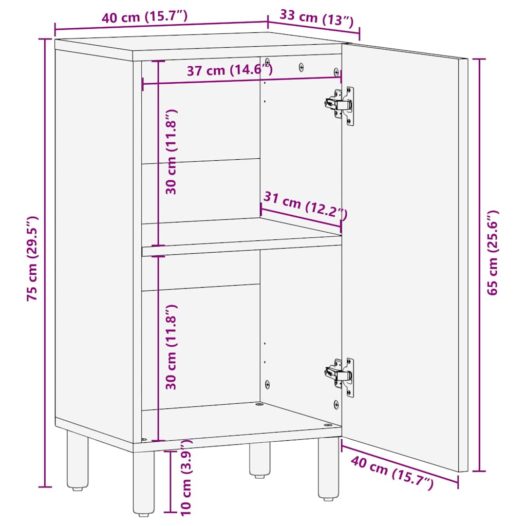 Sideboard 40X33X75 Cm Solid Wood Mango