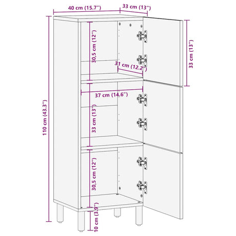Highboard 40X33X110 Cm Solid Wood Mango