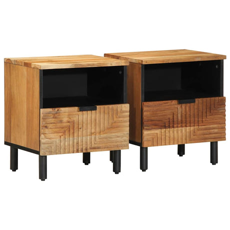 Bedside Cabinets 2 Pcs Brown 40X33X46 Cm Solid Wood Mango