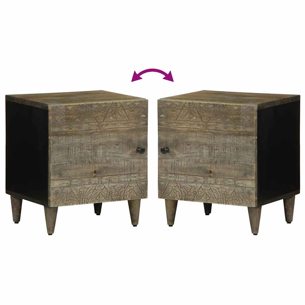 Bedside Cabinets 2 Pcs Light Grey 40X33X46 Cm Solid Wood Mango