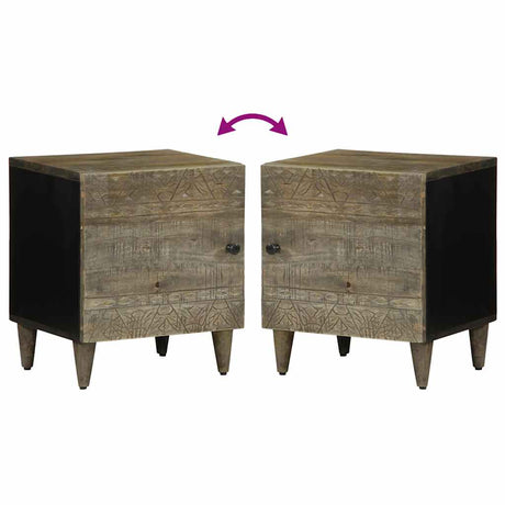 Bedside Cabinets 2 Pcs Light Grey 40X33X46 Cm Solid Wood Mango