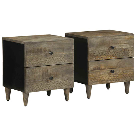 Bedside Cabinet Light Grey 40X33X46 Cm Solid Wood Mango