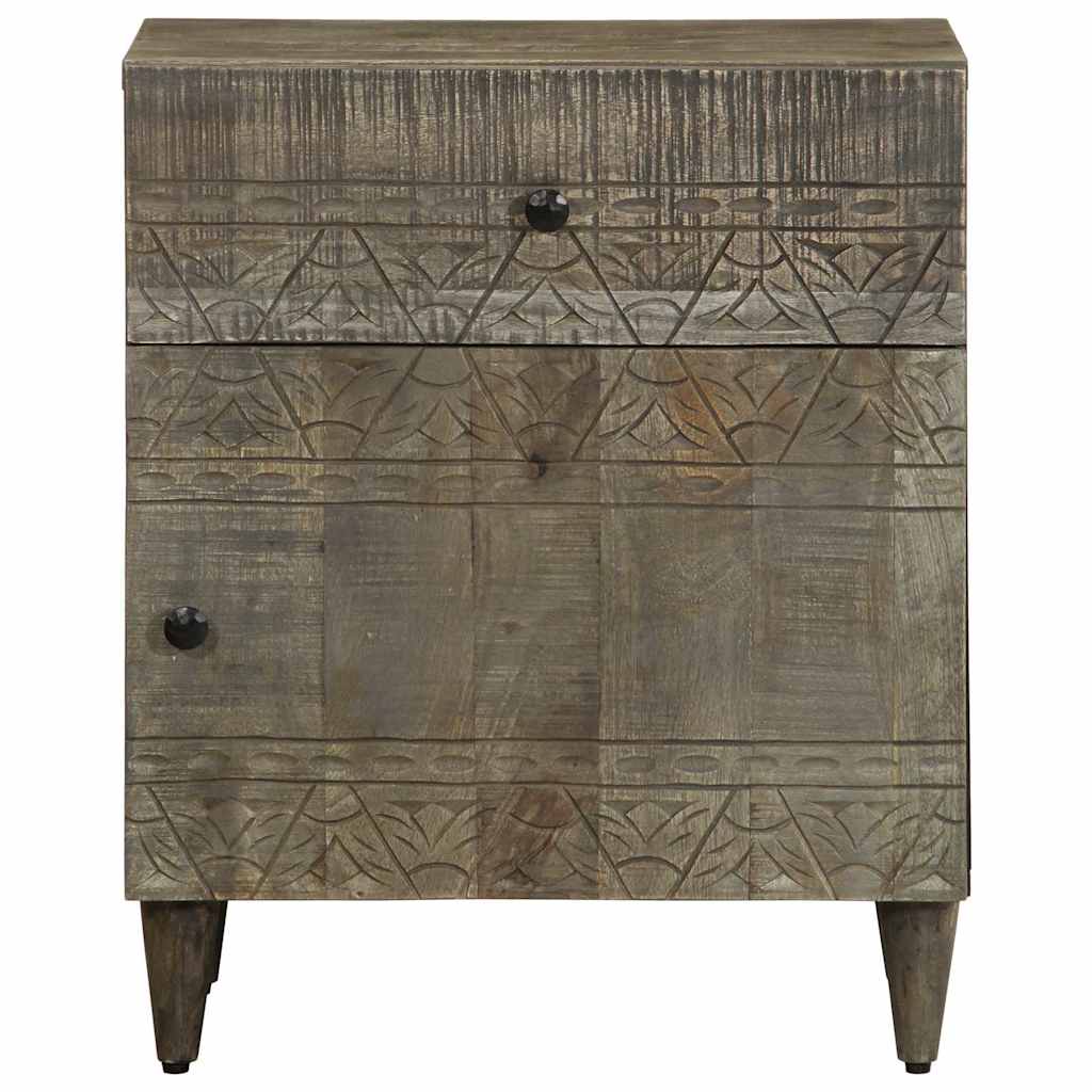 Bedside Cabinet Light Grey 50X33X60 Cm Solid Wood Mango