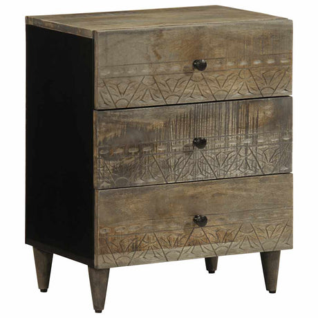 Bedside Cabinet Light Grey 50X33X60 Cm Solid Wood Mango