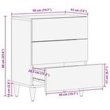 Bedside Cabinet Light Grey 50X33X60 Cm Solid Wood Mango
