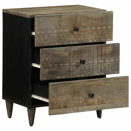 Bedside Cabinet Light Grey 50X33X60 Cm Solid Wood Mango