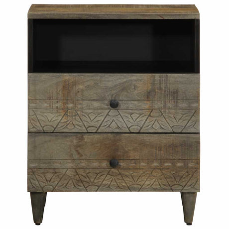 Bedside Cabinet Light Grey 50X33X60 Cm Solid Wood Mango