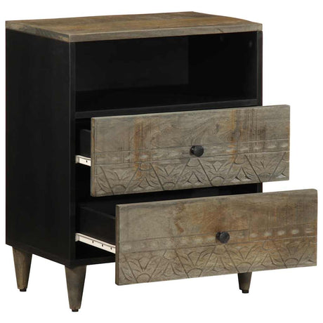 Bedside Cabinet Light Grey 50X33X60 Cm Solid Wood Mango