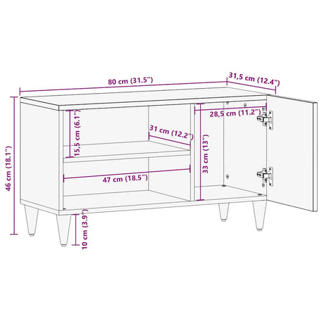 Tv Cabinet Light Grey 80X31.5X46 Cm Solid Wood Mango