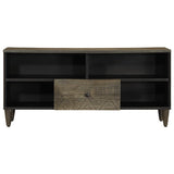 Tv Cabinet Black 100X33X46 Cm Solid Wood Mango