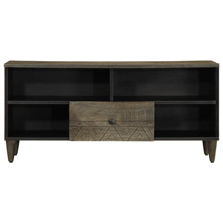 Tv Cabinet Black 100X33X46 Cm Solid Wood Mango