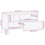 Tv Cabinet Black 80X33X46 Cm Solid Wood Mango