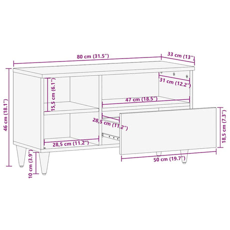 Tv Cabinet Black 80X33X46 Cm Solid Wood Mango