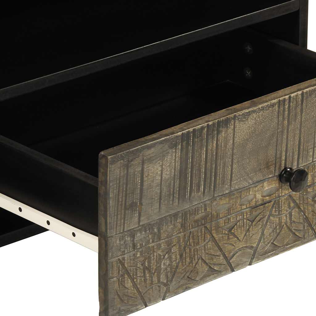 Tv Cabinet Black 80X33X46 Cm Solid Wood Mango