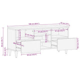 Tv Cabinet Black 100X33X46 Cm Solid Wood Mango