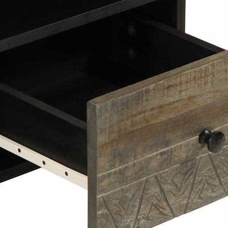 Tv Cabinet Black 100X33X46 Cm Solid Wood Mango