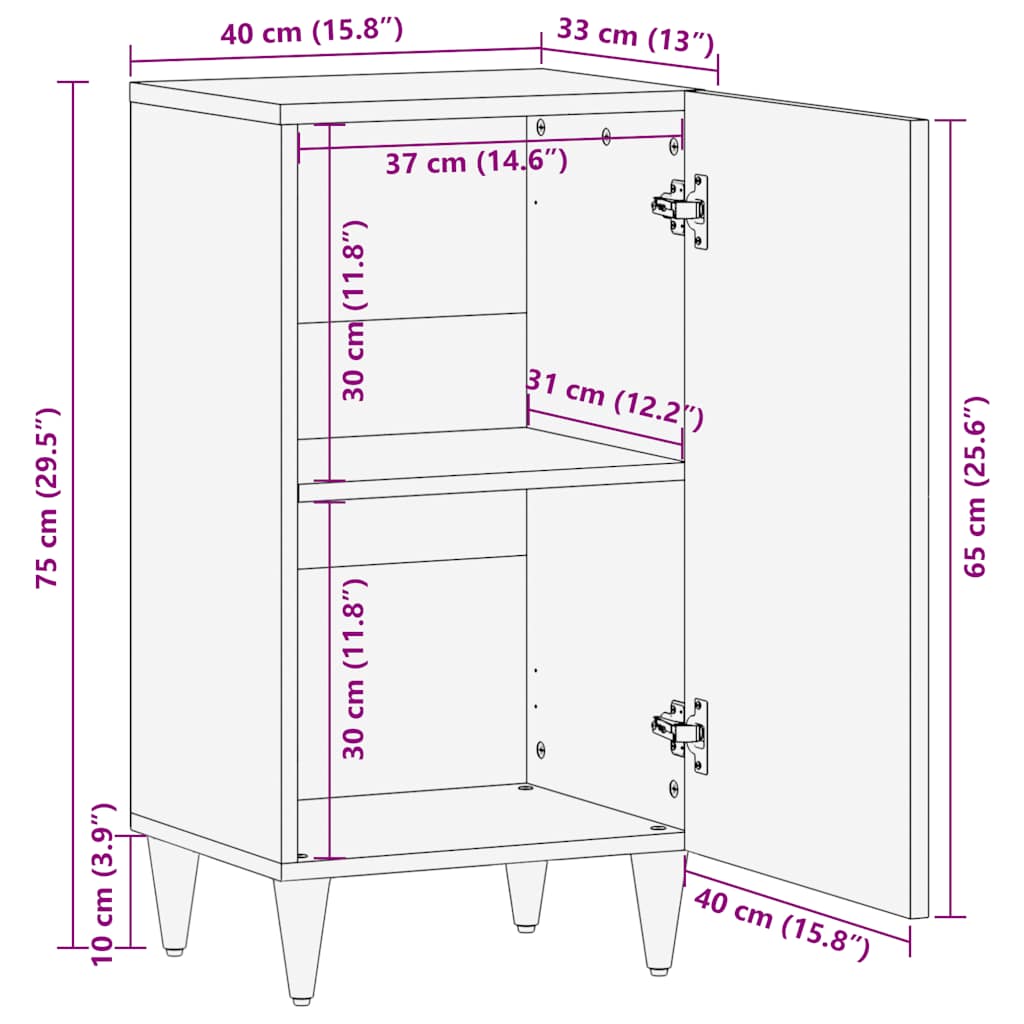Sideboard 40X33X75 Cm Solid Wood Mango