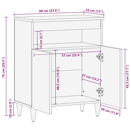 Sideboard 60X33X75 Cm Solid Wood Mango