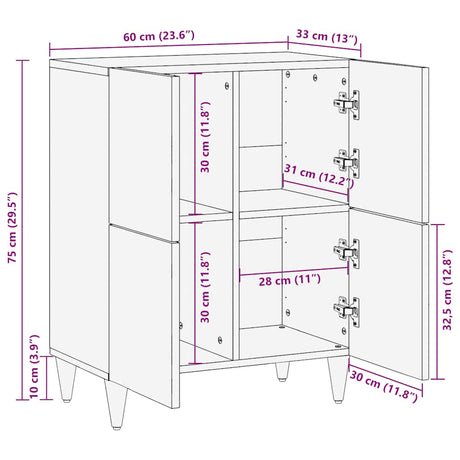 Sideboard 60X33X75 Cm Solid Wood Mango