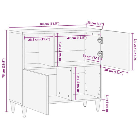 Sideboard 80X33X75 Cm Solid Wood Mango