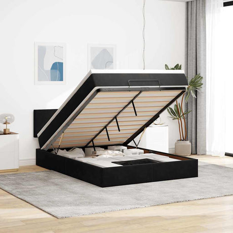 Ottoman Bed With Mattress & Leds 120X200Cm Velvet
