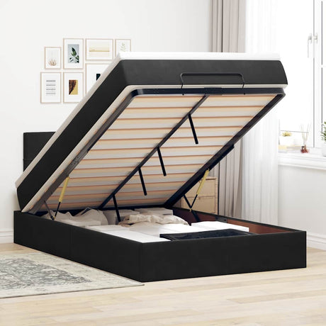 Ottoman Bed With Mattress & Leds 120X200Cm Velvet