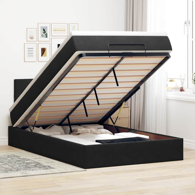 Ottoman Bed With Mattress & Leds 120X200Cm Velvet