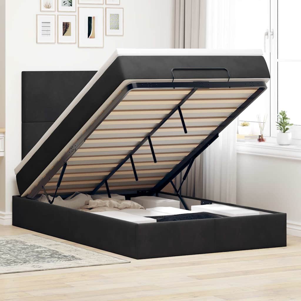 Ottoman Bed With Mattresses 180X200Cm Velvet