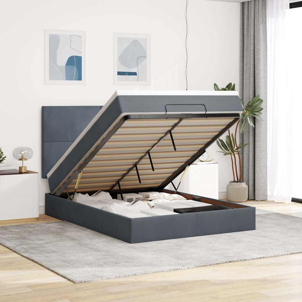 Ottoman Bed With Mattresses 180X200Cm Velvet