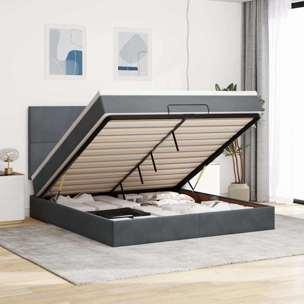 Ottoman Bed With Mattresses 180X200Cm Velvet