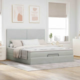 Ottoman Bed with Mattresses Light Grey 180x200cm Velvet
