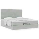 Ottoman Bed with Mattresses Light Grey 180x200cm Velvet