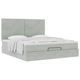 Ottoman Bed with Mattresses Light Grey 180x200cm Velvet