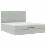 Ottoman Bed with Mattresses Light Grey 180x200cm Velvet