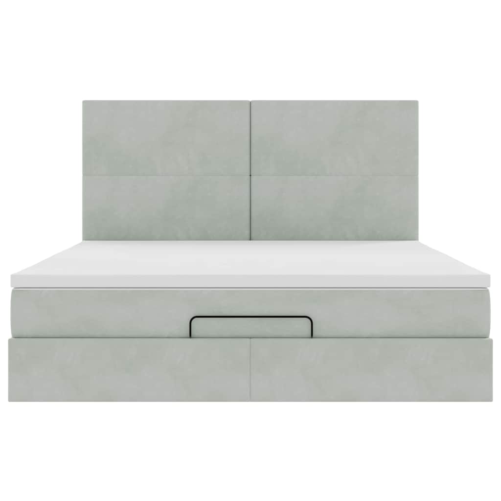 Ottoman Bed with Mattresses Light Grey 180x200cm Velvet