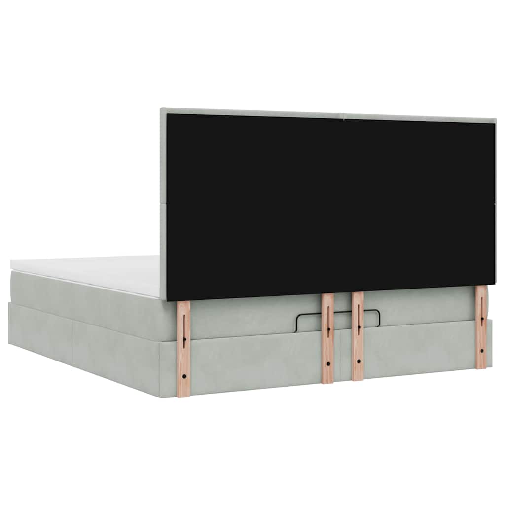 Ottoman Bed with Mattresses Light Grey 180x200cm Velvet