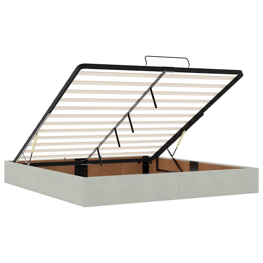 Ottoman Bed with Mattresses Light Grey 180x200cm Velvet