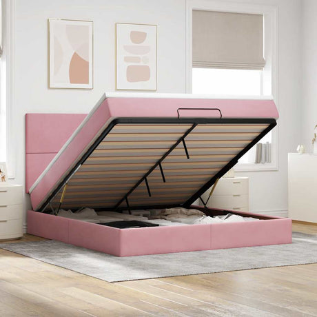 Ottoman Bed With Mattresses 180X200Cm Velvet
