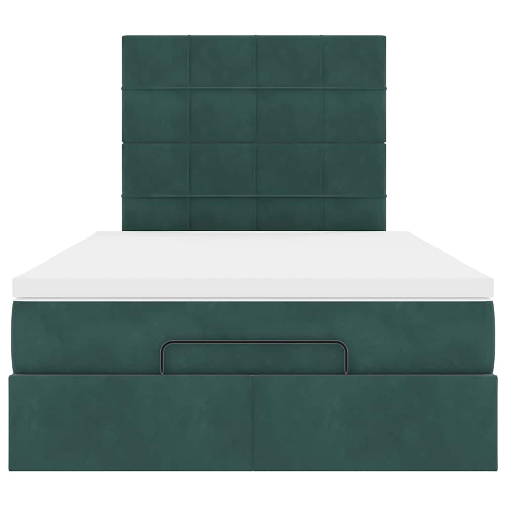 Ottoman Bed with Mattresses Dark Green 120x200cm Velvet