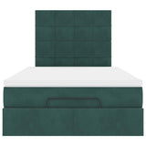 Ottoman Bed with Mattresses Dark Green 120x200cm Velvet