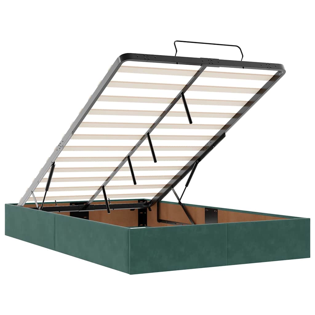 Ottoman Bed with Mattresses Dark Green 120x200cm Velvet