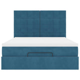 Ottoman Bed with Mattresses Dark Blue 140x190cm Velvet