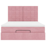 Ottoman Bed with Mattresses Pink 140x190cm Velvet