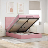 Ottoman Bed with Mattresses Pink 140x190cm Velvet