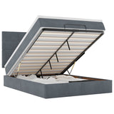 Ottoman Bed with Mattresses Dark Grey 140x200cm Velvet