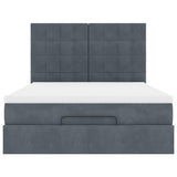 Ottoman Bed with Mattresses Dark Grey 140x200cm Velvet