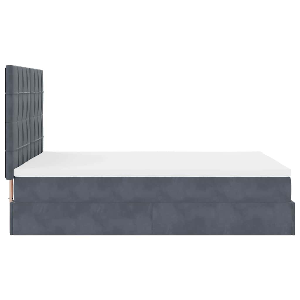 Ottoman Bed with Mattresses Dark Grey 140x200cm Velvet