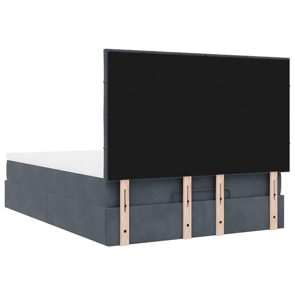 Ottoman Bed with Mattresses Dark Grey 140x200cm Velvet