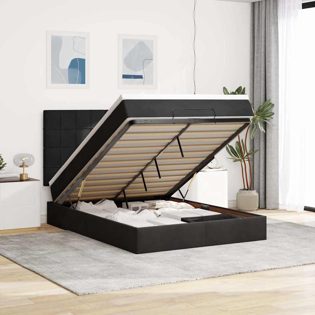 Ottoman Bed With Mattresses 180X200Cm Velvet