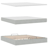 Ottoman Bed with Mattresses Light Grey 160x200cm Velvet